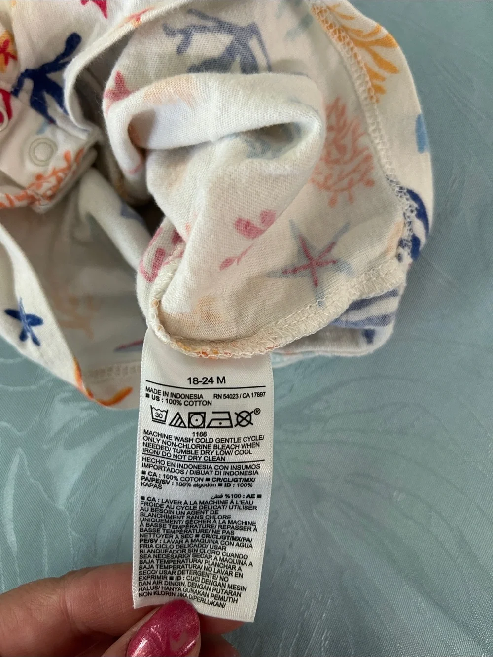 Old Navy White Ocean Print Toddler Romper with Multicolor Sea Motifs